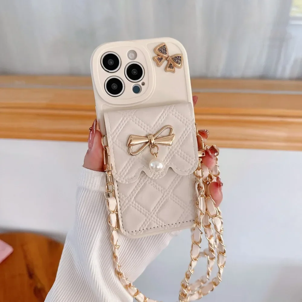 3D Bowknot Crossbody Card Hold - Leather Wallet Card Holder Phone Cover review and price