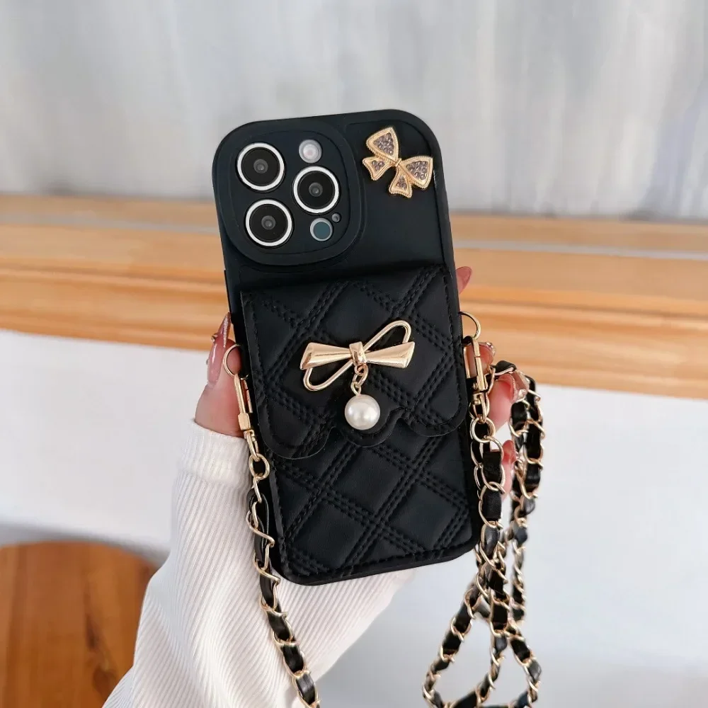 3D Bowknot Crossbody Card Hold - Leather Wallet Card Holder Phone Cover review and price