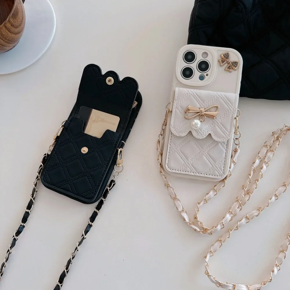 3D Bowknot Crossbody Card Hold - Leather Wallet Card Holder Phone Cover review and price