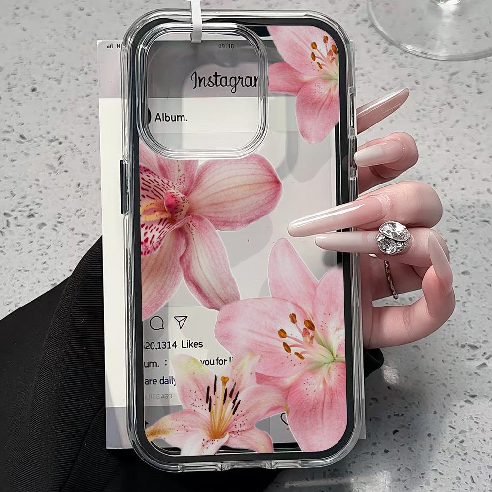 Pink Lily Flower Clear Phone C - Clear Shockproof Bumper Case review and price