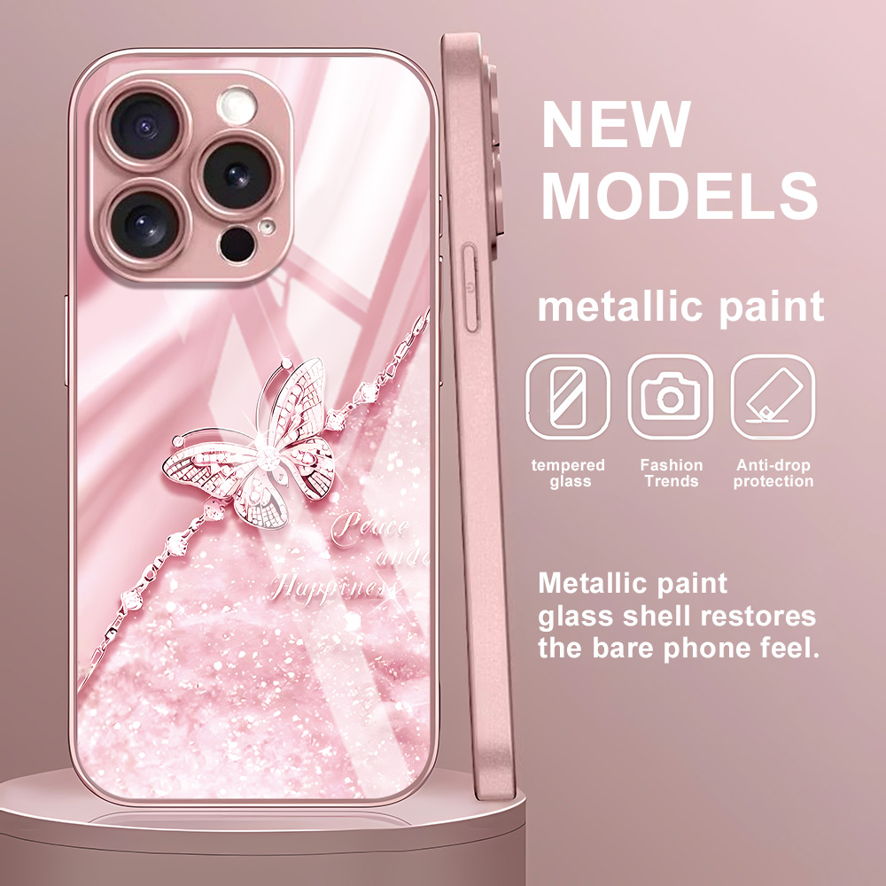 Pink Butterfly Tempered Glass  - Screen Protectors review and price